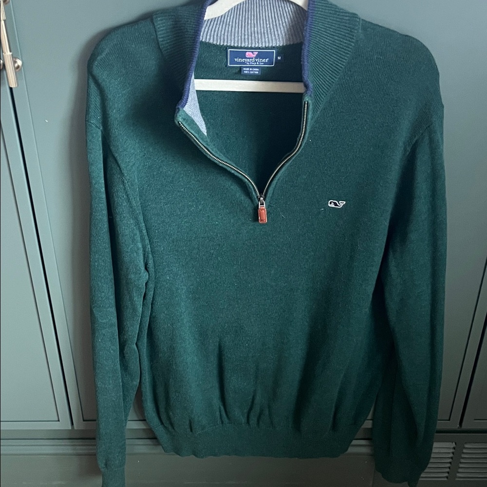 Vineyard Vines Men's Forest Green Zip-Up Sweater